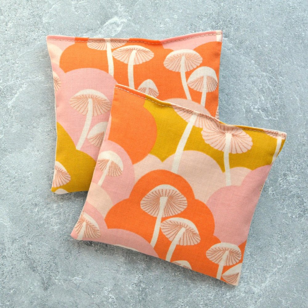 Lavender Sachet Bundle Drawer Fresheners Pink & Orange Mushrooms Retro